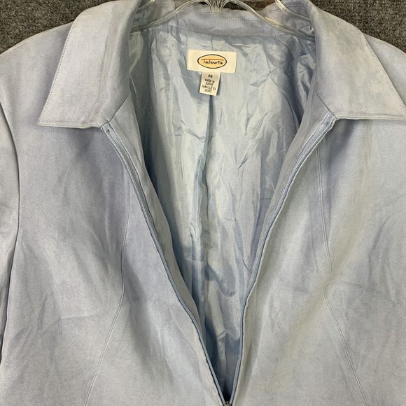Talbots Suede Cloth Zip Front Jacket Blue Lined Shoulder Pads Size 20 - Picture 3 of 15